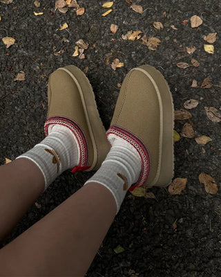 Ethnic suede platform shoes