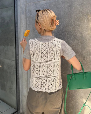 Block Check Square Hair Clip