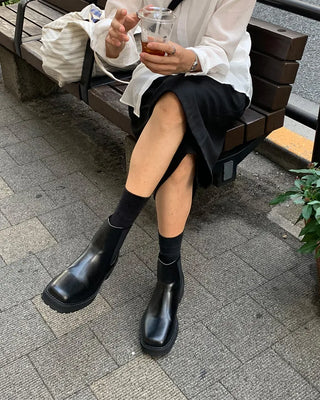 Square-line ankle boots