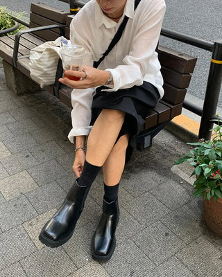 Square-line ankle boots
