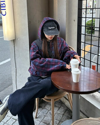 (Unisex) Lulu Check Fleece Hood