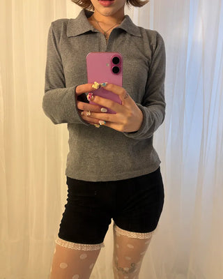 Lace hem short ribbed leggings pants
