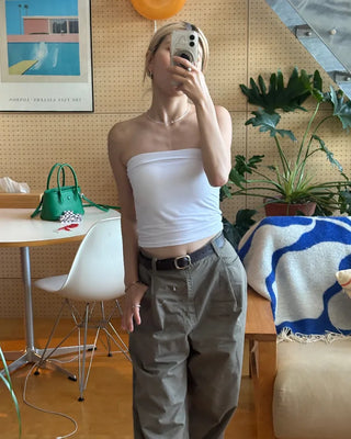 Cropped Slim Tube Bra Top