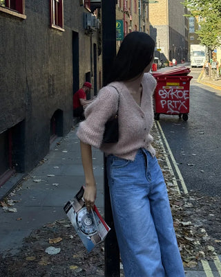 Angora V-neck cardigan