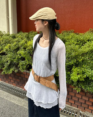 Wide suede point belt