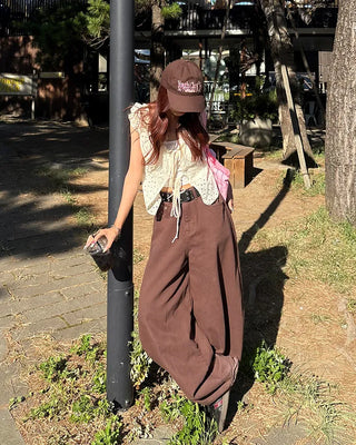 (Unisex) Brown Cotton Balloon Pants