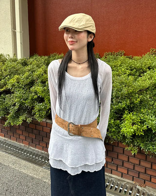 Wide suede point belt