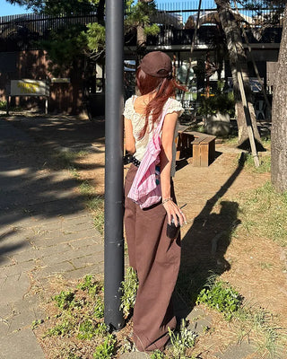 (Unisex) Brown Cotton Balloon Pants