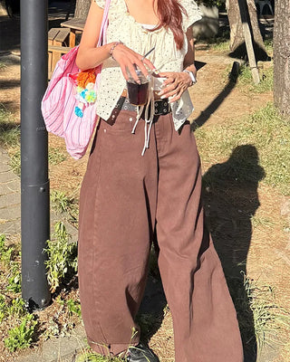 (Unisex) Brown Cotton Balloon Pants