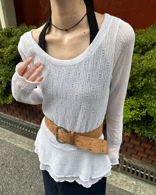Wide suede point belt