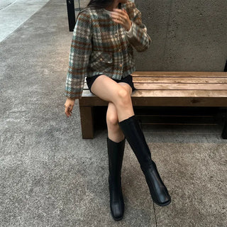 Stitched long boots