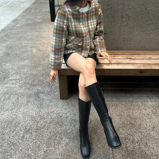 Stitched long boots