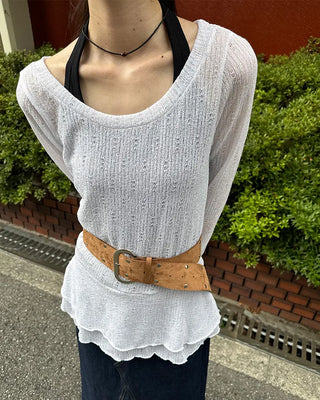 Wide suede point belt