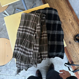 Checked Shirring Scarf
