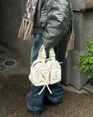 2-Way Vintage Double Pocket Square Boston Bag