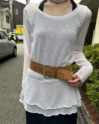 Wide suede point belt