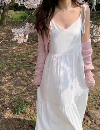 V-neck tiered long skirt (2 colors)