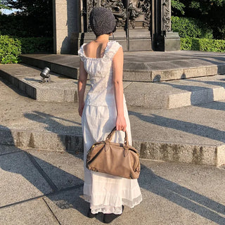 Frilled lace long skirt