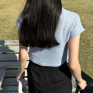 Cropped knit color cardigan