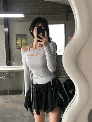 [4 colors] Halter lace sleeveless top