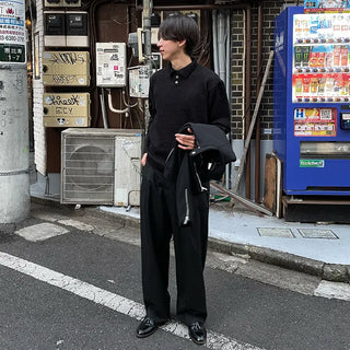 Half-button collar knit