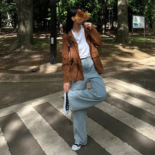 Wide-fit denim pants