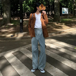 Wide-fit denim pants