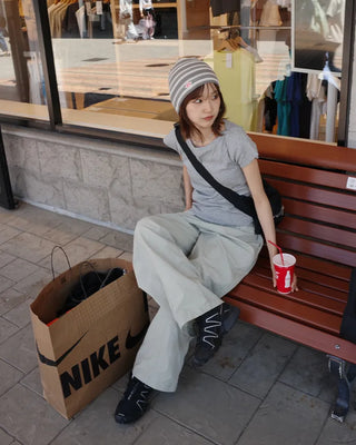 Nylon pants with string waist