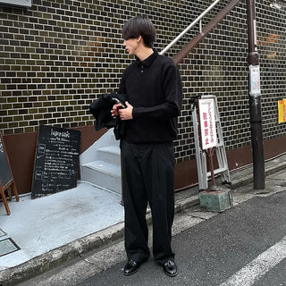Half-button collar knit