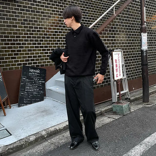 Half-button collar knit
