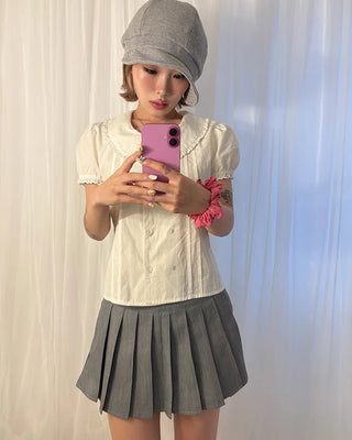 Pleated micro mini skirt pants