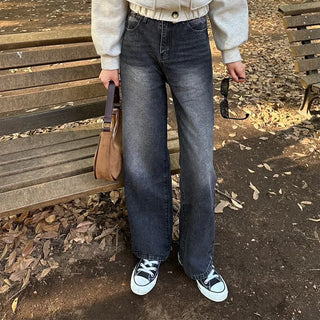 Washed denim pants