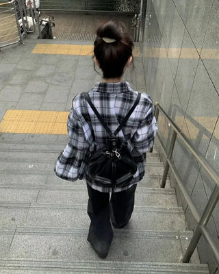 Loose-fitting big check shirt