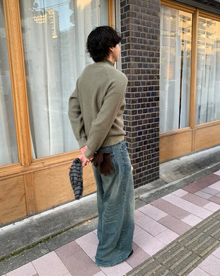 Shoulder button detail half-zip knit
