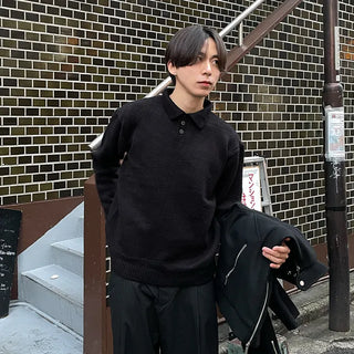 Half-button collar knit