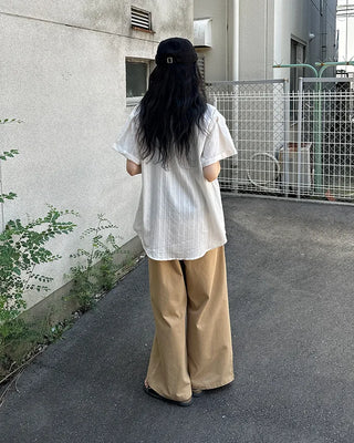 Color striped short-sleeved shirt