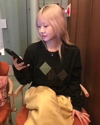 Argyle patch knit