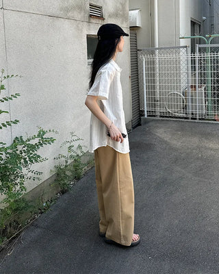 Color striped short-sleeved shirt