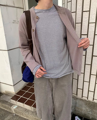 Loose-fit striped long-sleeved T-shirt