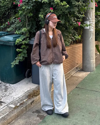 Checked double-zip windbreaker