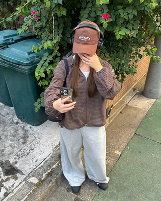 Checked double-zip windbreaker