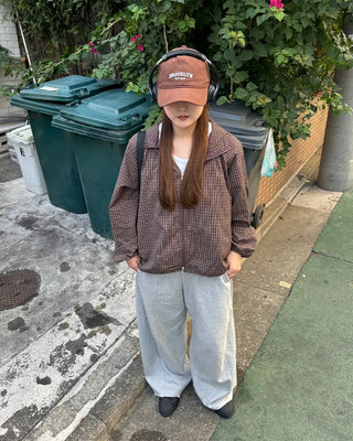 Checked double-zip windbreaker
