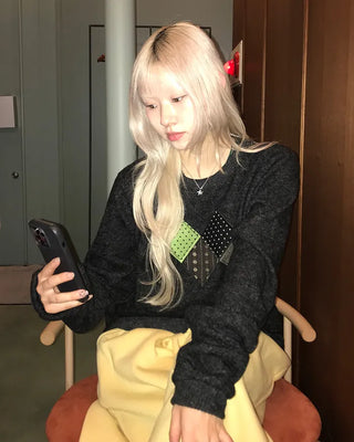 Argyle patch knit