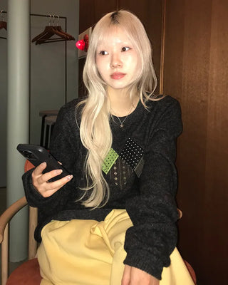 Argyle patch knit
