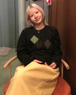 Argyle patch knit