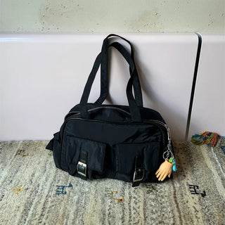 Two-pocket buckle shoulder bag
