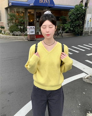 V-neck raglan pastel knit