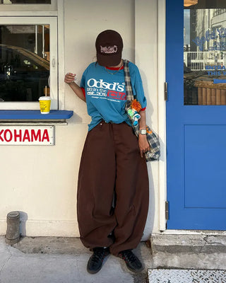 (Unisex) Brown Cotton Balloon Pants