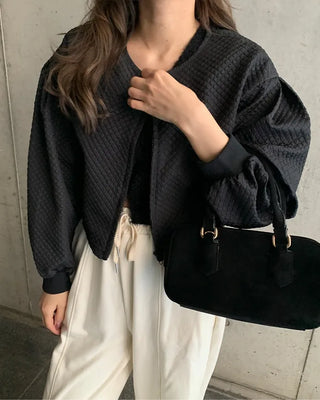 Balloon Sleeve Embossed Jumper