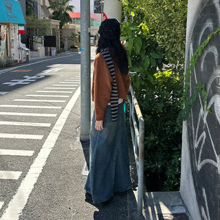 Maxi Slit Denim Long Skirt